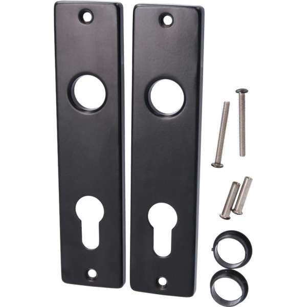 Langschild met cilindergat 72mm aluminium zwart Langschild met cilindergat 72mm aluminium zwart