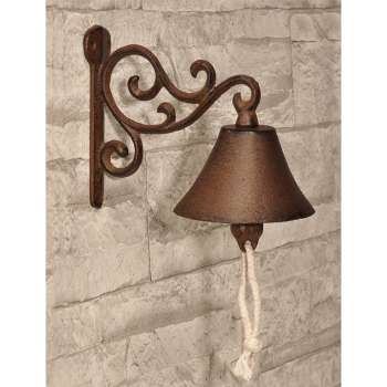 Bruine gietijzeren bel / deurbel 16 cm - Gietijzeren roestbruine voordeur bel - weerbestendig