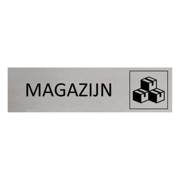 Aluminium Deurbordje Magazijn 165x45mm met tape Aluminium Deurbordje Magazijn 165x45mm met tape