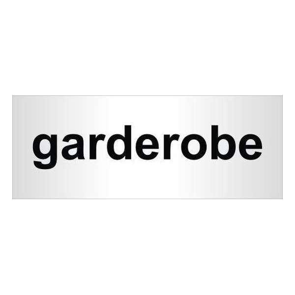 Aluminium deur tekstbordje bedrukt met tekst garderobe - 130 mm x 50 mm x 0,5 mm - Deur tekstbordje garderobe - Promessa-Design. Aluminium deur tekstbordje bedrukt met tekst garderobe - 130 mm x 50 mm x 0,5 mm - Deur tekstbordje garderobe - Promessa-Design.