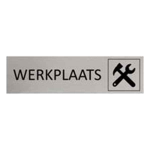 Aluminium Deurbordje Werkplaats 165x45mm met tape Aluminium Deurbordje Werkplaats 165x45mm met tape