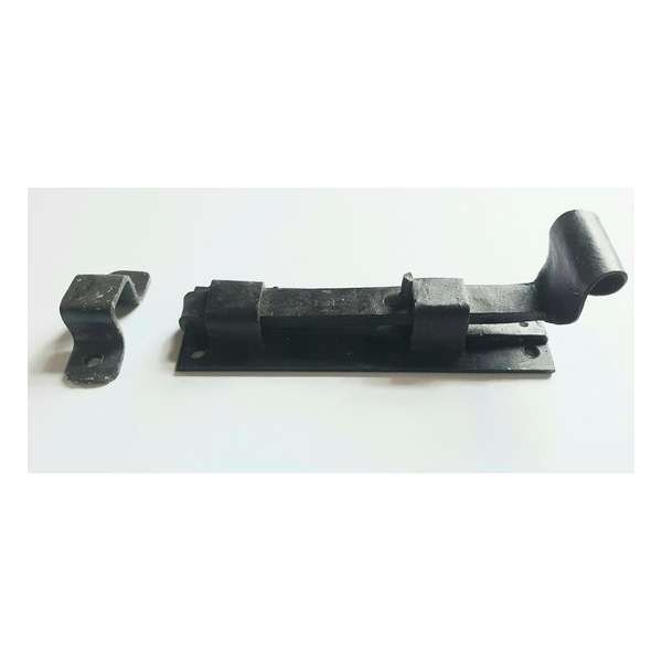 Zwarte deur of raam grendel 110 mm smeedijzer zwart Zwarte deur of raam grendel 110 mm smeedijzer zwart