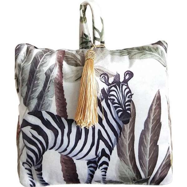 Fluwelen deurstopper 18 cm zebra dieren print Fluwelen deurstopper 18 cm zebra dieren print
