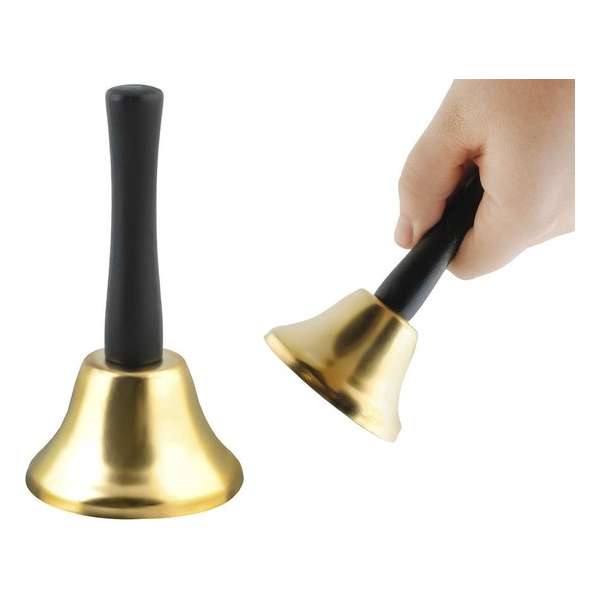 Premium Handbel - School Bel / Balie Bel / Hotel Bel / Receptiebel / Tafelbel - Goudkleurig Premium Handbel - School Bel / Balie Bel / Hotel Bel / Receptiebel / Tafelbel - Goudkleurig