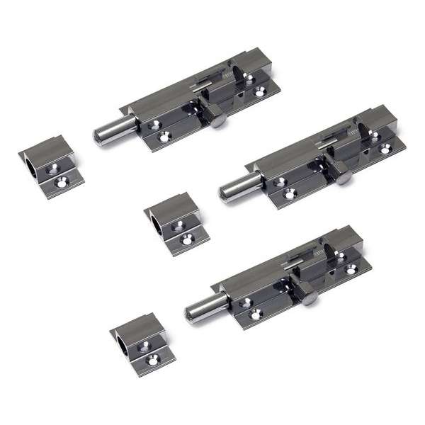 3x stuks profielgrendel - rolschuiven - messing verchroomd 6,6 x 2,5 cm 3x stuks profielgrendel - rolschuiven - messing verchroomd 6,6 x 2,5 cm