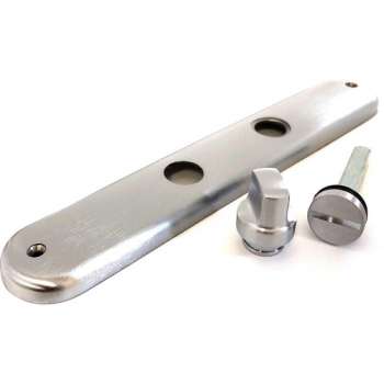 IMPRESSO deurbeslag |deurschild voor toiletsluiting | 240 mm lang x 40 mm breed | afstand krukgat tot slot 63 mm | chroom mat