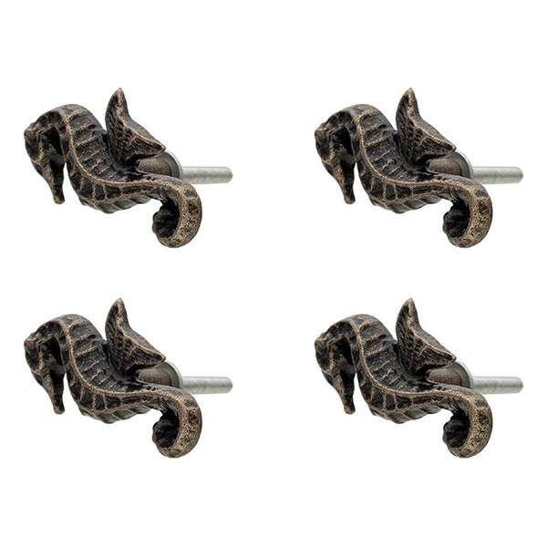 Clayre & Eef Deurknop Set van 4 Zeepaardje 3*4*6 cm Zwart, Bruin Ijzer Meubelknop Clayre & Eef Deurknop Set van 4 Zeepaardje 3*4*6 cm Zwart, Bruin Ijzer Meubelknop