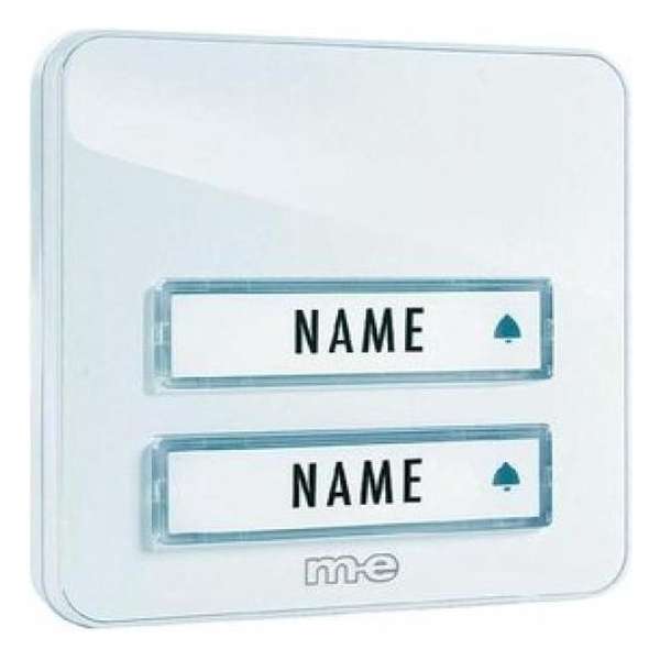 m-e modern-electronics KTA-2 W Belplaat Met naambord 2-voudig Wit 12 V/1 A m-e modern-electronics KTA-2 W Belplaat Met naambord 2-voudig Wit 12 V/1 A