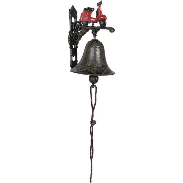 Clayre & Eef Ouderwetse Deurbel Gietijzer Scooter 13*10*16 cm Bruin Ijzer Tuinbel Buitenbel Bel met Klepel Clayre & Eef Ouderwetse Deurbel Gietijzer Scooter 13*10*16 cm Bruin Ijzer Tuinbel Buitenbel Bel met Klepel