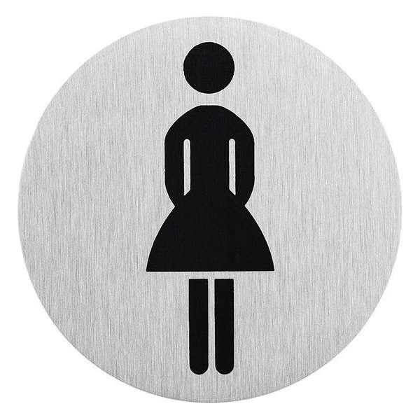 Aluminium deurbordje " pictogram dames WC " Ø75mm Aluminium deurbordje " pictogram dames WC " Ø75mm