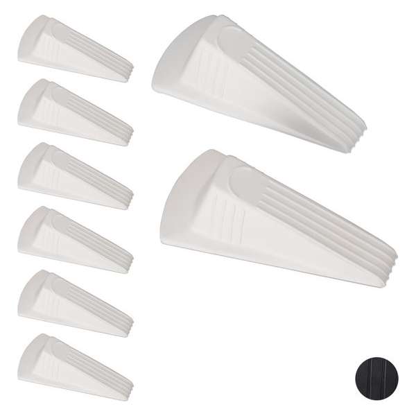 Relaxdays 8 x deurwig - deurstopper - deurstop wigvorm - universeel – rubber - wit Relaxdays 8 x deurwig - deurstopper - deurstop wigvorm - universeel – rubber - wit