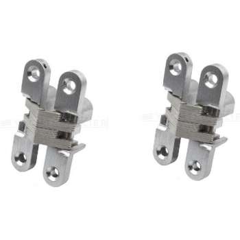 Onzichtbaar scharnier - 12,7x60,4mm - Nikkel geborsteld - Verpakt per 2 stuks