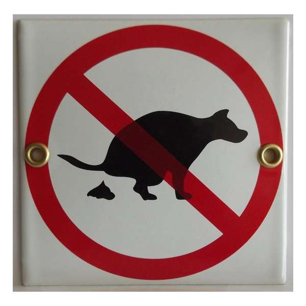 Emaille verbodsbod pictogram 'verboden huisdieren uit te laten' Emaille verbodsbod pictogram 'verboden huisdieren uit te laten'