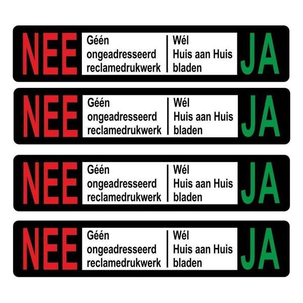Nee - Ja voor BBK postkasten - 93x19mm Nee - Ja voor BBK postkasten - 93x19mm
