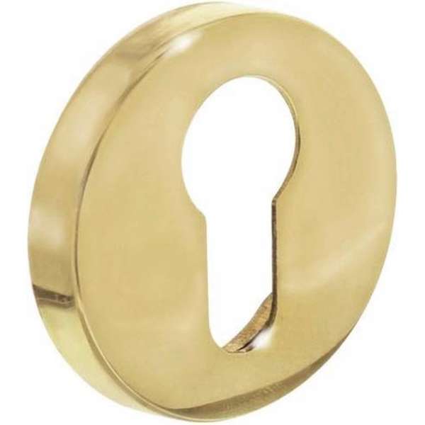 Intersteel Rozet profielcilindergat rond verdekt messing gelakt Intersteel Rozet profielcilindergat rond verdekt messing gelakt
