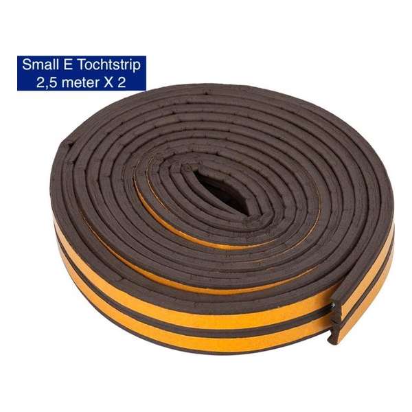 KD | Small E Tochtstrip | 2,5 meter X 2 | Water, vocht en wind werend | Bruin Tochtband KD | Small E Tochtstrip | 2,5 meter X 2 | Water, vocht en wind werend | Bruin Tochtband