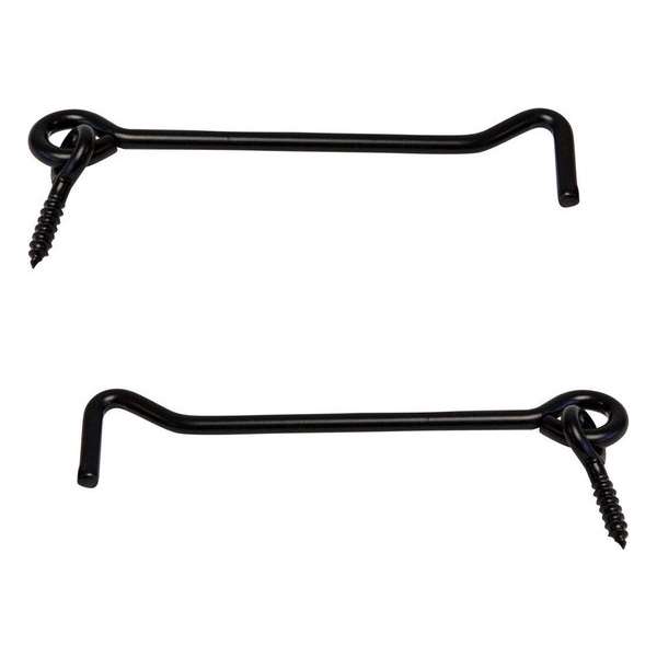 2x stuks windhaak / windhaken - zwart - staal geepoxeerd - 100 mm - stormhaken / deurhaken / raamhaken 2x stuks windhaak / windhaken - zwart - staal geepoxeerd - 100 mm - stormhaken / deurhaken / raamhaken