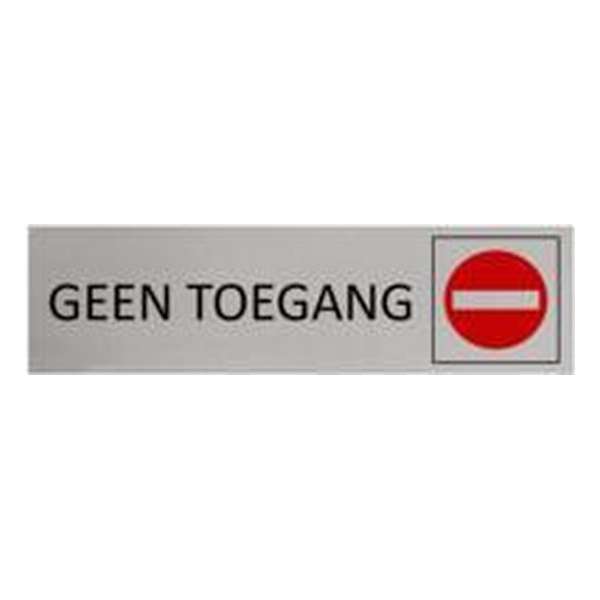 Aluminium Deurbordje Geen toegang 165x45mm met tape Aluminium Deurbordje Geen toegang 165x45mm met tape