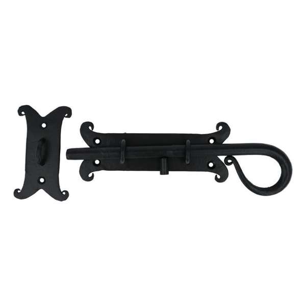 Grendel ijzer zwart, grondplaat 155 x 65 mm Grendel ijzer zwart, grondplaat 155 x 65 mm