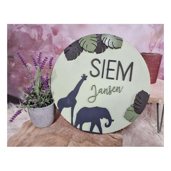 Jungle naambord rond 30 cm Jungle naambord rond 30 cm