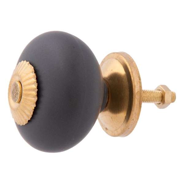 Clayre & Eef Deurknop Ø 4*4 cm Grijs Keramiek Rond Meubelknop Clayre & Eef Deurknop Ø 4*4 cm Grijs Keramiek Rond Meubelknop