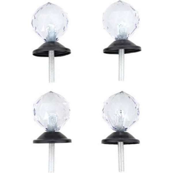 Deur- of ladeknop bol CADE - Zilver / Transparant - Kunststof / Metaal - Set van 4