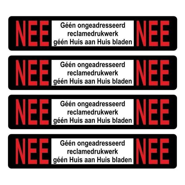 Nee - Nee voor BBK postkasten - 93x19mm Nee - Nee voor BBK postkasten - 93x19mm