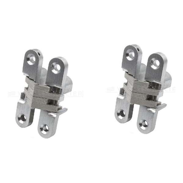 Onzichtbaar scharnier - 12,4x43,7mm - Nikkel geborsteld - Verpakt per 2 stuks Onzichtbaar scharnier - 12,4x43,7mm - Nikkel geborsteld - Verpakt per 2 stuks