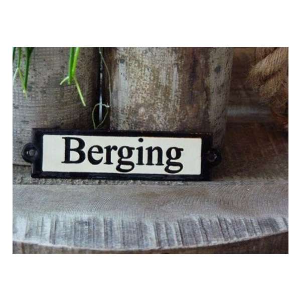 Emaille deurbordje recht 'Berging' Emaille deurbordje recht 'Berging'