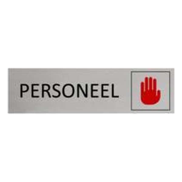 Aluminium Deurbordje Personeel 165x45mm met tape Aluminium Deurbordje Personeel 165x45mm met tape