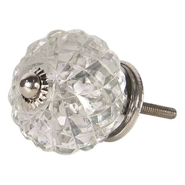 Clayre & Eef Deurknop 4*4 cm Transparant Glas Rond Meubelknop Clayre & Eef Deurknop 4*4 cm Transparant Glas Rond Meubelknop