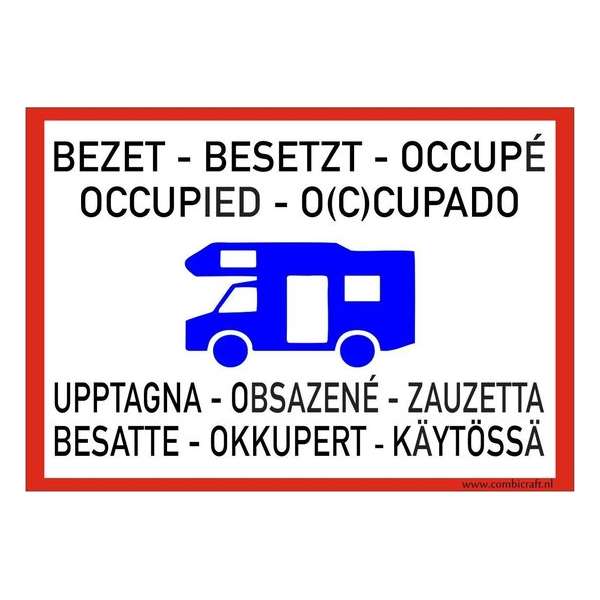 Bordje - Camper bezet - Bezette kampeerplaats Bordje - Camper bezet - Bezette kampeerplaats