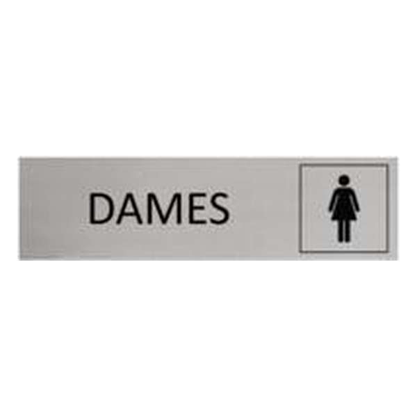 Aluminium Deurbordje Dames 165x45mm met tape Aluminium Deurbordje Dames 165x45mm met tape