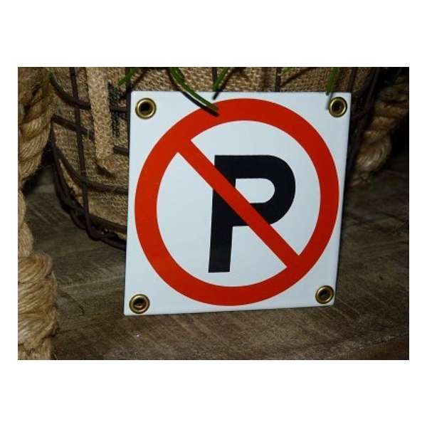 Emaille verbodsbod pictogram 'verboden te parkeren' Emaille verbodsbod pictogram 'verboden te parkeren'