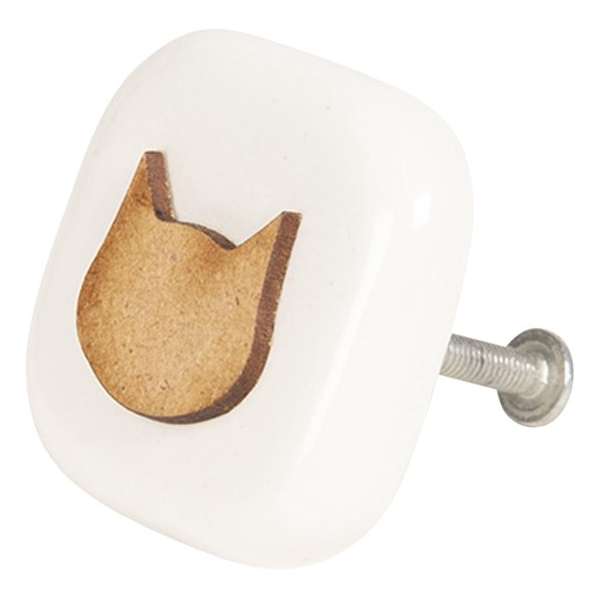 Clayre & Eef Deurknop 5*5*3 cm Bruin Keramiek Vierkant Kat Meubelknop Clayre & Eef Deurknop 5*5*3 cm Bruin Keramiek Vierkant Kat Meubelknop