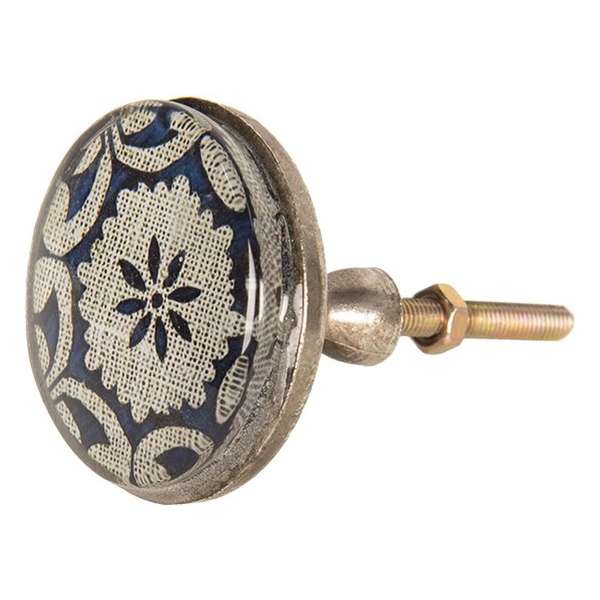Clayre & Eef Deurknop Ø 5*8 cm Blauw Ijzer Rond Meubelknop Clayre & Eef Deurknop Ø 5*8 cm Blauw Ijzer Rond Meubelknop