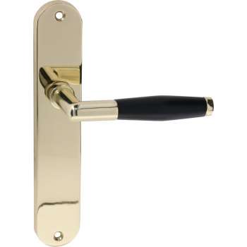Deurkruk langschild blind messing zwart