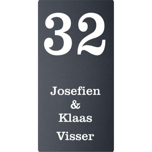 Naambordje voordeur RVS antraciet gecoat 12x24cm Naambordje voordeur RVS antraciet gecoat 12x24cm