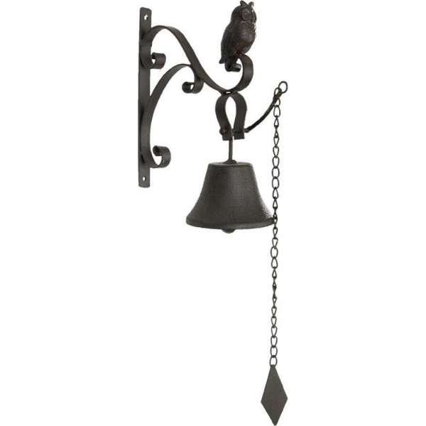 Clayre & Eef Ouderwetse Deurbel Gietijzer Uil 22*10*50 cm Bruin Ijzer Rond Tuinbel Buitenbel Bel met Klepel Clayre & Eef Ouderwetse Deurbel Gietijzer Uil 22*10*50 cm Bruin Ijzer Rond Tuinbel Buitenbel Bel met Klepel