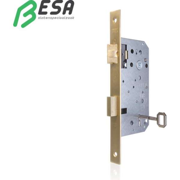 Dyla 100: Binnendeurslot 110/55 Voorplaat: 22mm recht koper Dyla 100: Binnendeurslot 110/55 Voorplaat: 22mm recht koper