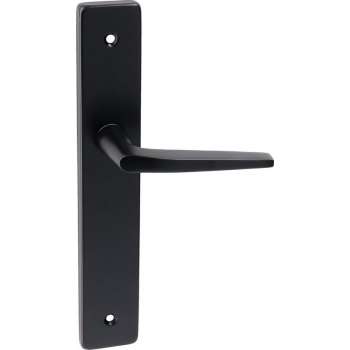Deurkruk langschild blind aluminium zwart