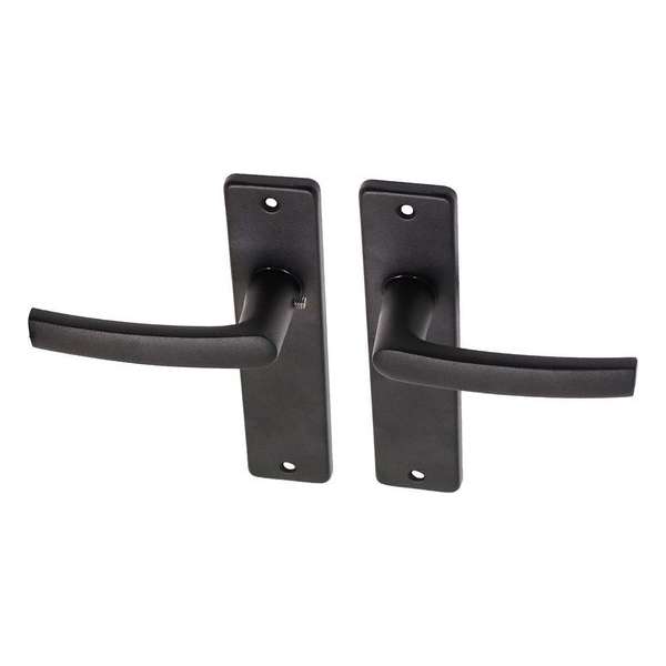 Wovar Zwarte deurklinken met blind schild aluminium blokmodel - Per Set Wovar Zwarte deurklinken met blind schild aluminium blokmodel - Per Set