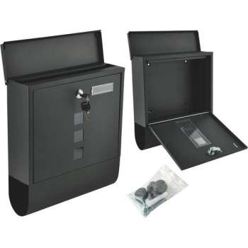 Brievenbus  brievenbus met krantenrol  Wandbrievenbus - Hangende brievenbus - Mailbox - Mat zwart