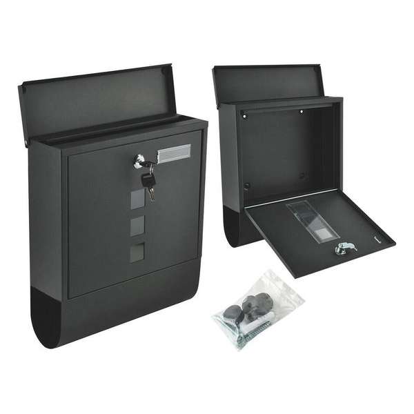 Brievenbus  brievenbus met krantenrol  Wandbrievenbus - Hangende brievenbus - Mailbox - Mat zwart
