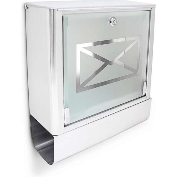 Relaxdays Wandbrievenbus rvs - brievenbus met krantenrol - 35 x 40 x 15 cm - zilver Relaxdays Wandbrievenbus rvs - brievenbus met krantenrol - 35 x 40 x 15 cm - zilver