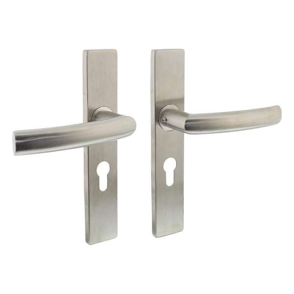 Intersteel Deurkruk Blok op rechthoekig schild profielcilindergat 55 mm rvs geborsteld Intersteel Deurkruk Blok op rechthoekig schild profielcilindergat 55 mm rvs geborsteld