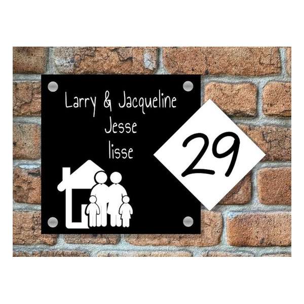 Naambordje voordeur huis familie zwart Naambordje voordeur huis familie zwart