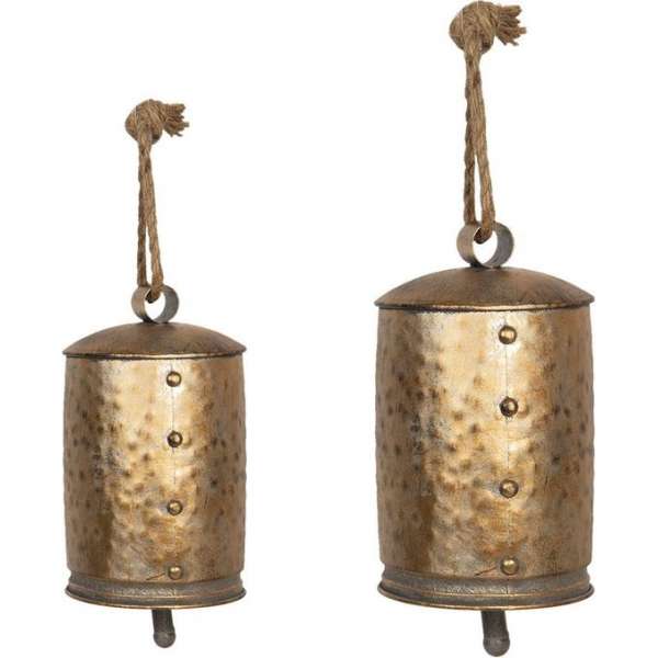 Clayre & Eef Ouderwetse Deurbel Gietijzer Ø 14*23 / Ø 11*18 cm Goudkleurig Metaal Tuinbel Buitenbel Bel met Klepel Clayre & Eef Ouderwetse Deurbel Gietijzer Ø 14*23 / Ø 11*18 cm Goudkleurig Metaal Tuinbel Buitenbel Bel met Klepel