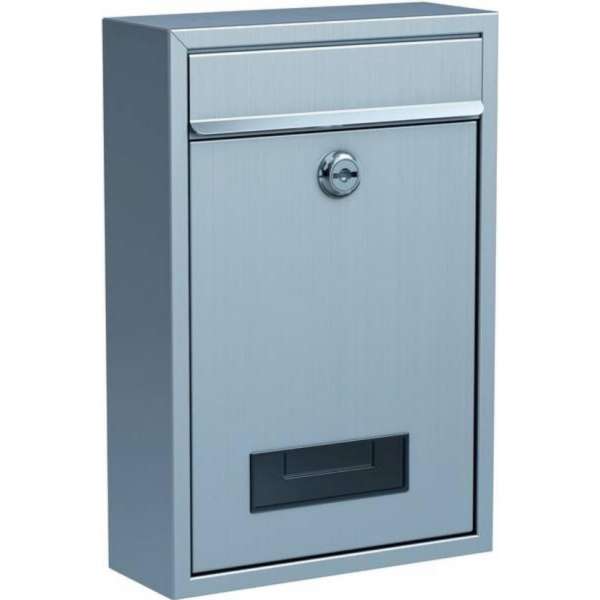 Basi - Brievenbus klein - Wandbrievenbus - RVS - Roestvrij Staal - Met sleutelslot - H 320 x b 215 x d 82 mm Basi - Brievenbus klein - Wandbrievenbus - RVS - Roestvrij Staal - Met sleutelslot - H 320 x b 215 x d 82 mm
