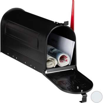 Relaxdays Amerikaanse brievenbus - vintage mailbox - retro design - rode vlag